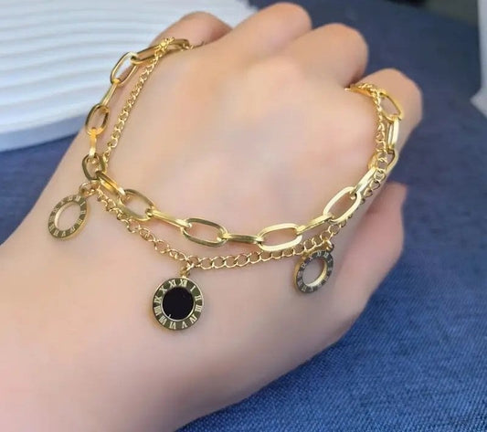 Layered Chain Bracelet with Charms – Trendy Women’s Fashion Jewelry