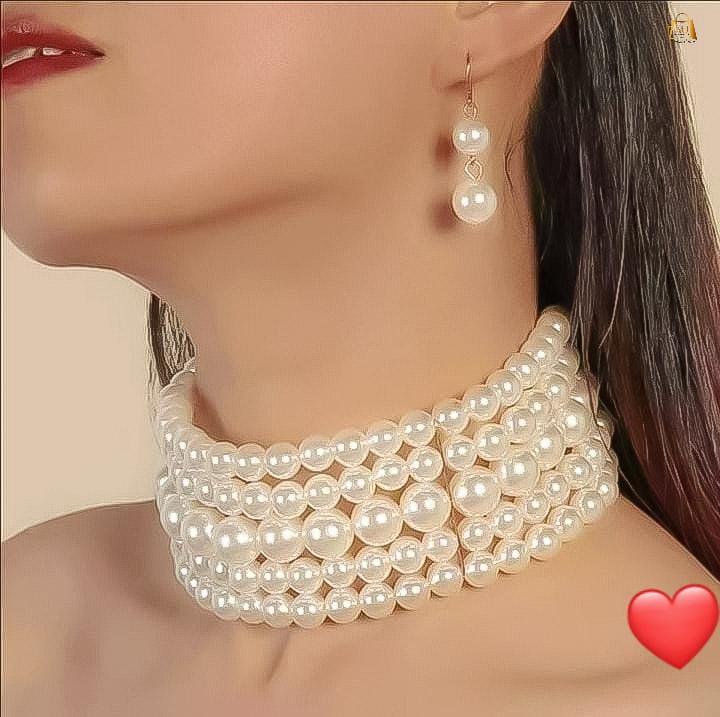 Pearl Gajra Earrings With Mala For Womens/Girls