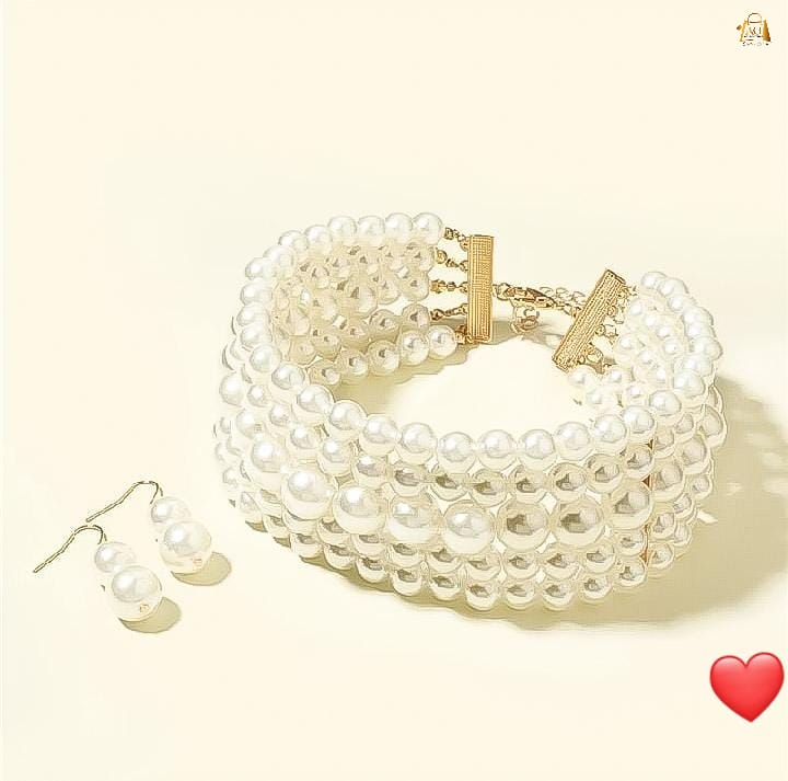 Pearl Gajra Earrings With Mala For Womens/Girls