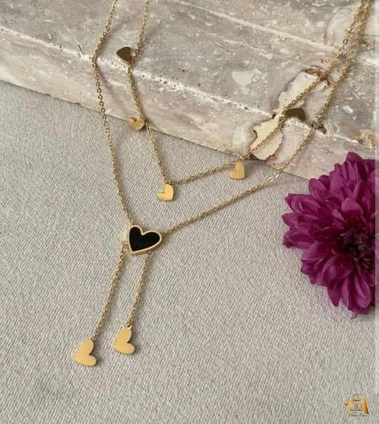 Layered Necklace with Heart Pendants – Romantic Women’s Jewelry