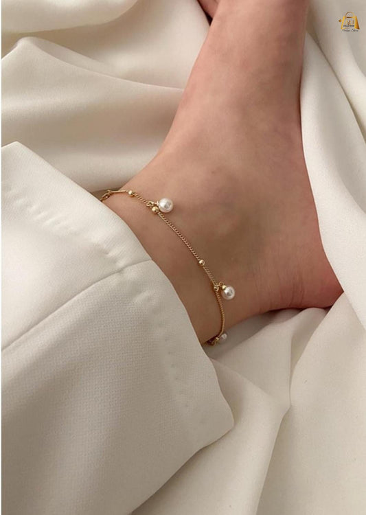 Pearl Anklet – Minimal Chain Anklet for Women