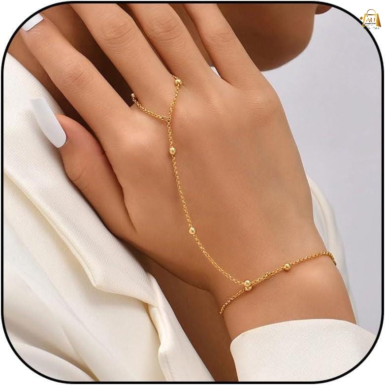 Elegant Gold Hand Harness Chain Bracelet for Womens/Girls
