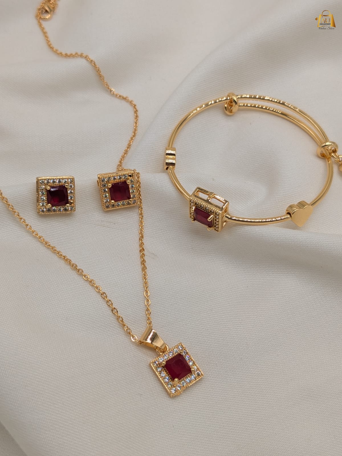 Elegant Square-Cut Crystal Jewelry Set – Necklace, Bracelet & Earrings For Womens/gorls